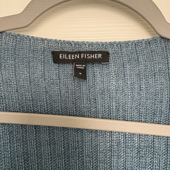 Eileen Fisher Silk Linen Blend Open Front Cardigan | Size Small | Spring Blue - Picture 2 of 3